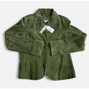 LIVE A LITTLE Women's Jacket M Leather Green Brown Outerwear